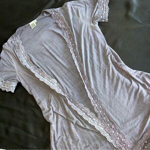 Size XL Women's Lace-Trim Lilac Sleep Robe Kimono Style Boho Bohemian